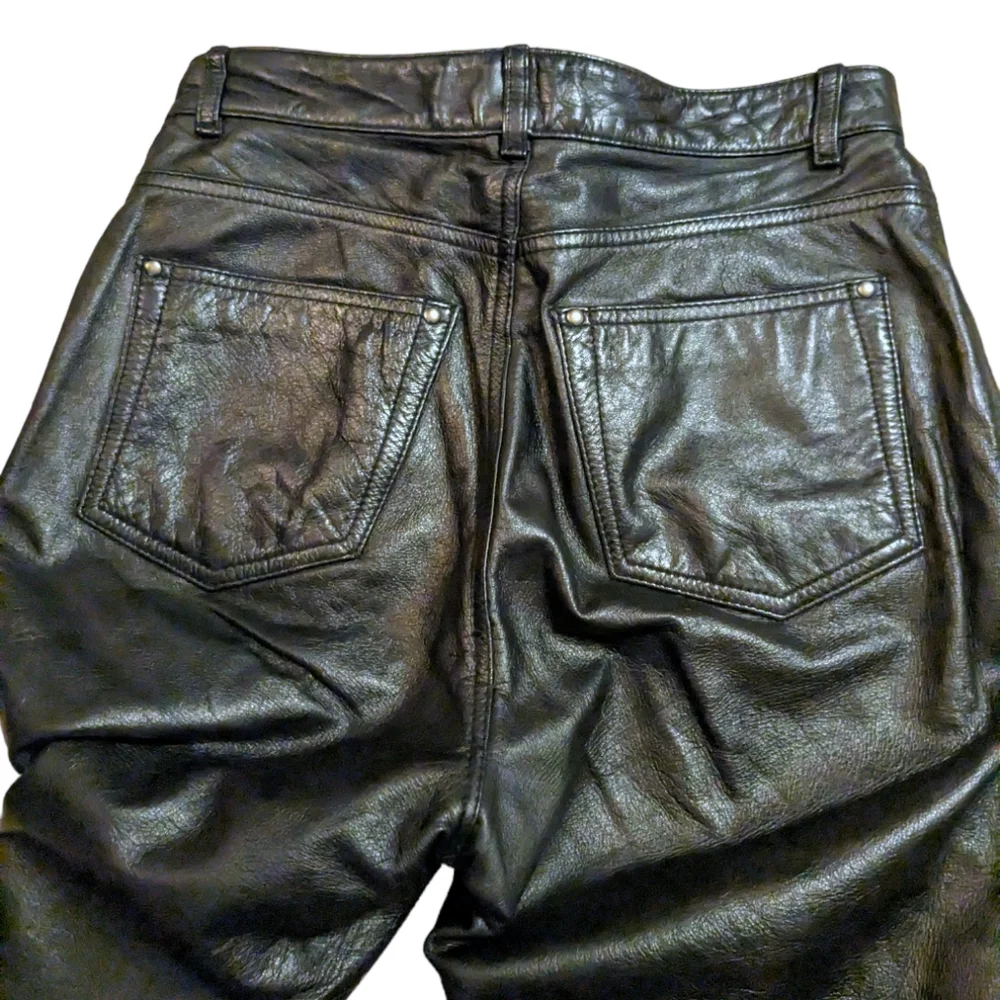 Wilson's 100% Real Genuine Black Leather Vintage High Waist Jeans - 6 - Picture 13 of 13